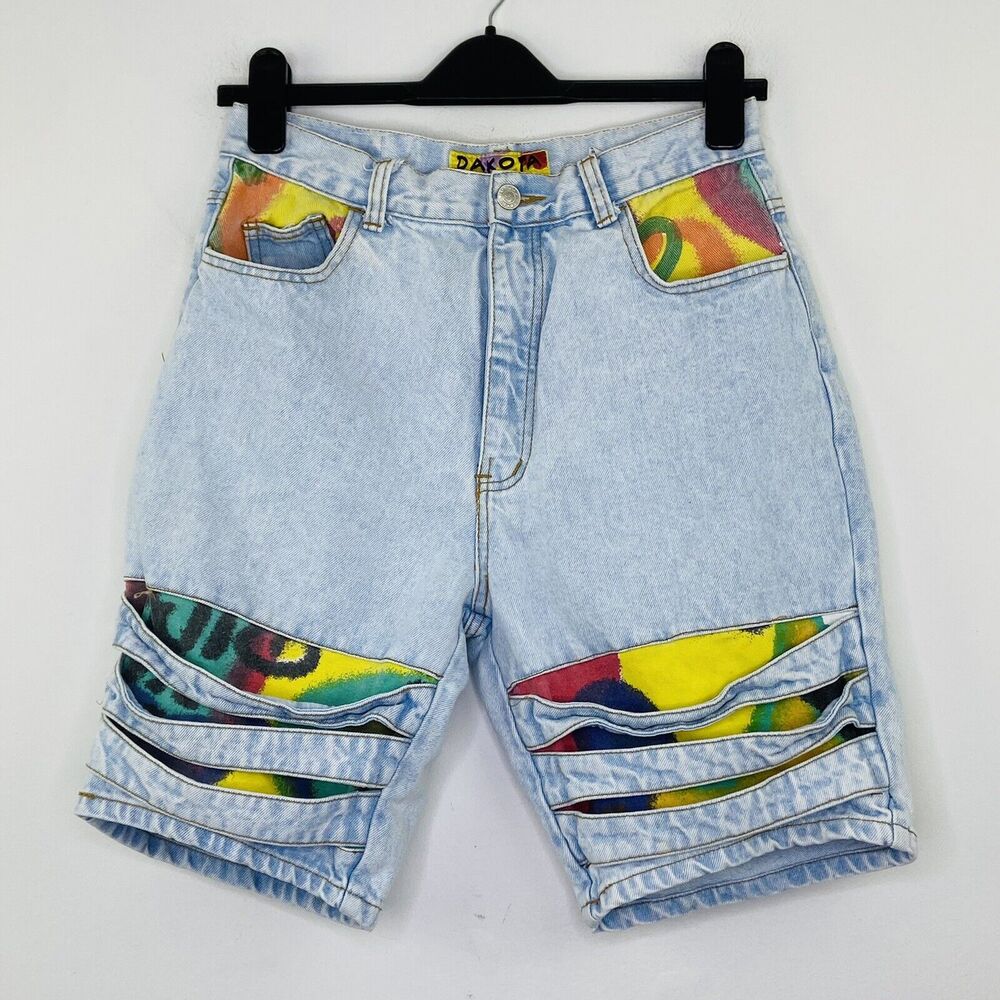 Dakota Blue 13 Denim Shorts Strappy Spray Paint Graffiti Bermuda Streetwear K